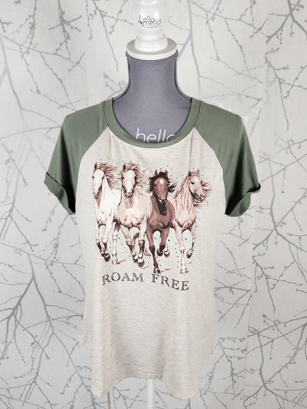 Truself Horses Roam Free Graphic Print Varsity Tee